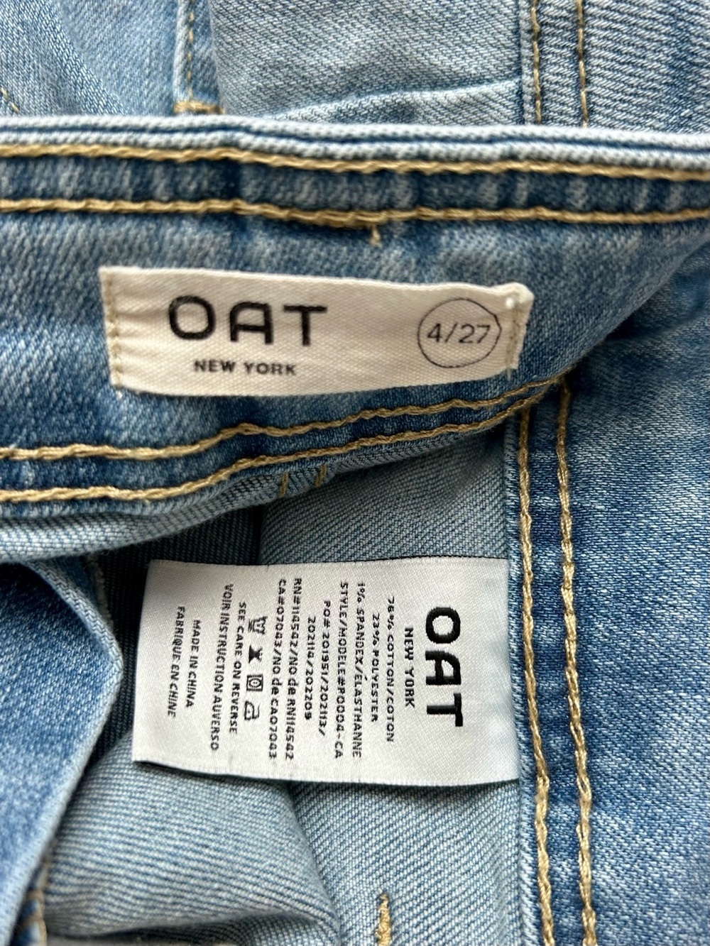 Oat New York Wide Leg Jeans Light Wash Raw Fray Hem Size 4 / 27 - Picture 6 of 6
